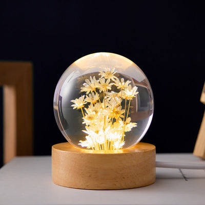 EtherGlow - 3D-Kristalllicht mit Blumen im Inneren