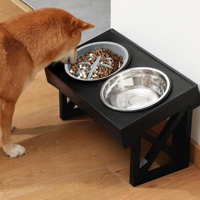 Feeda - Verstellbare, erhöhte Hundetränke mit Edelstahlschalen