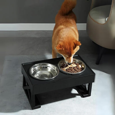 Feeda - Verstellbare, erhöhte Hundetränke mit Edelstahlschalen