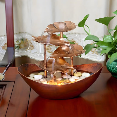 Feronia - Vintage Tischbrunnen mit LED & Eisenblatt Design