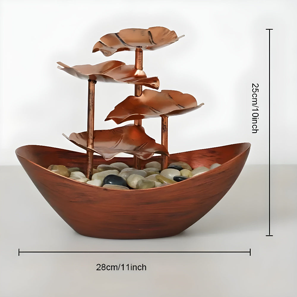 Feronia - Vintage Tischbrunnen mit LED & Eisenblatt Design
