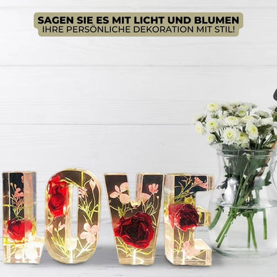 FloraLetter - Floraler LED-Buchstabe aus Harz für Heimdekoration