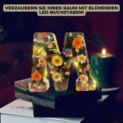 FloraLetter - Floraler LED-Buchstabe aus Harz für Heimdekoration