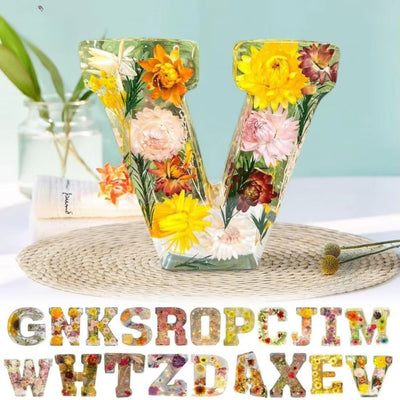FloraLetter - Floraler LED-Buchstabe aus Harz für Heimdekoration