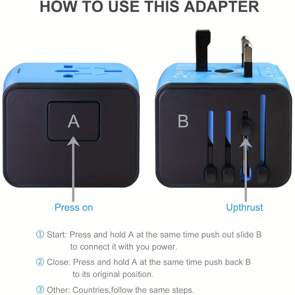 Globetrix - Universeller Reiseadapter mit USB- und Typ-C-Anschlüssen