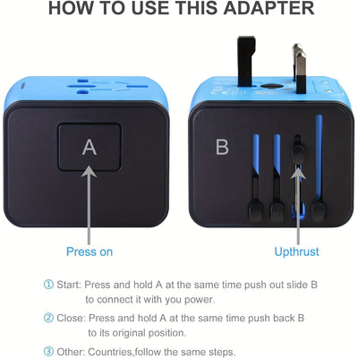 Globetrix - Universeller Reiseadapter mit USB- und Typ-C-Anschlüssen
