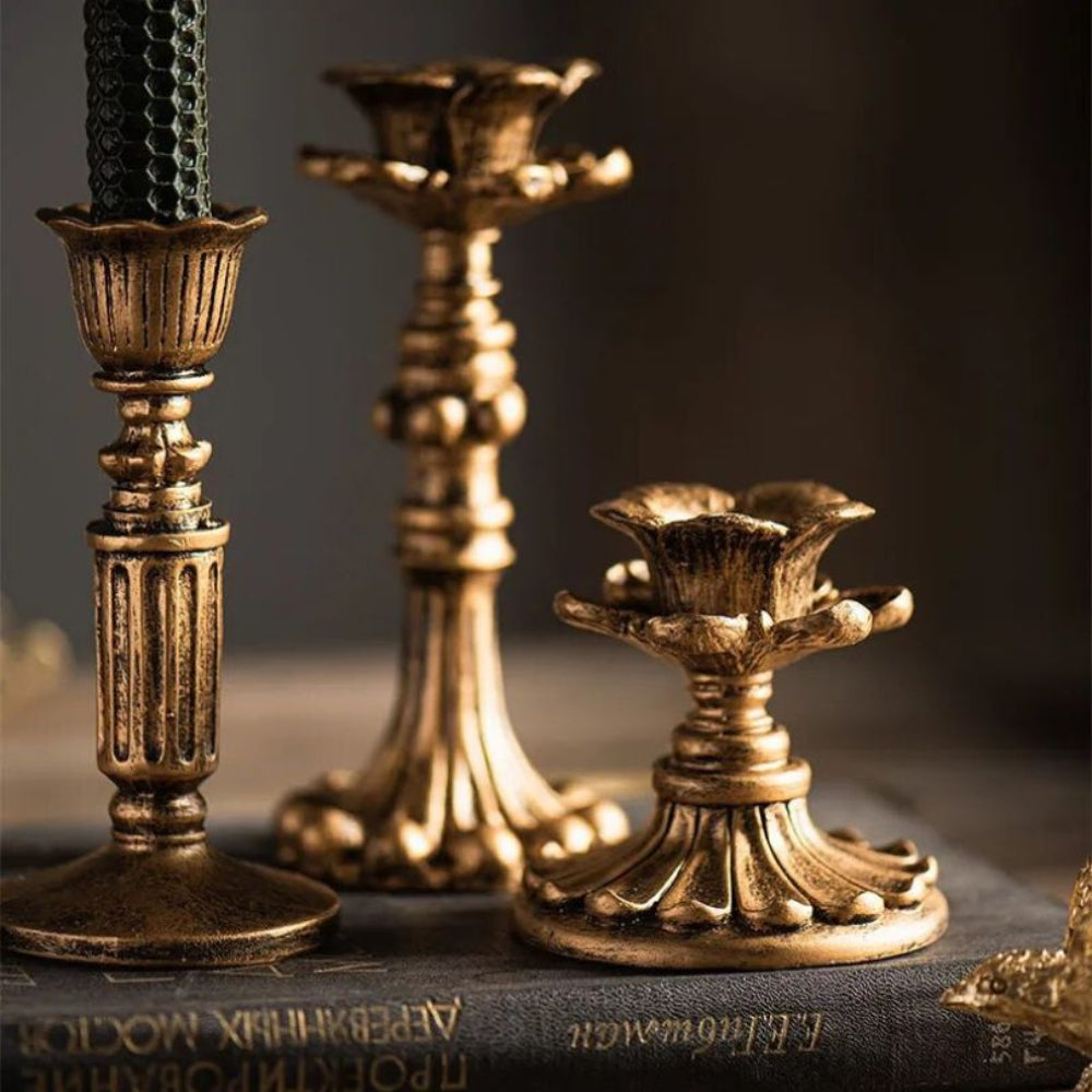 GoldenEra - Gold-Kerzenständer im Antik-Stil
