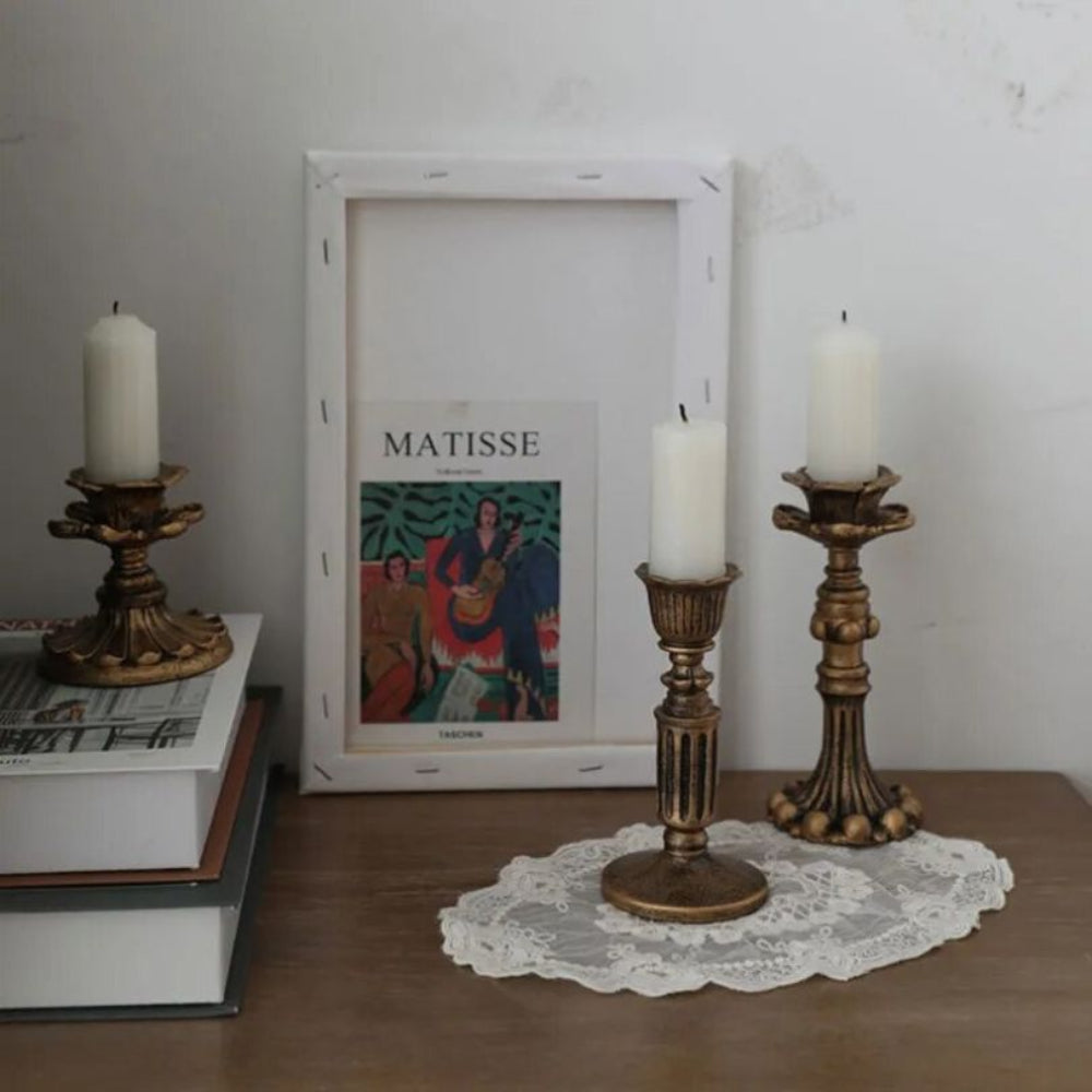 GoldenEra - Gold-Kerzenständer im Antik-Stil