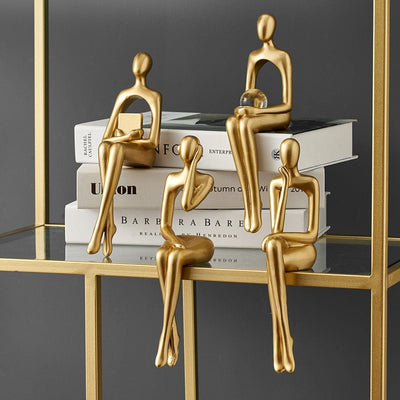 GoldenMuse - Minimalistisches goldenes Bücherregal Figur