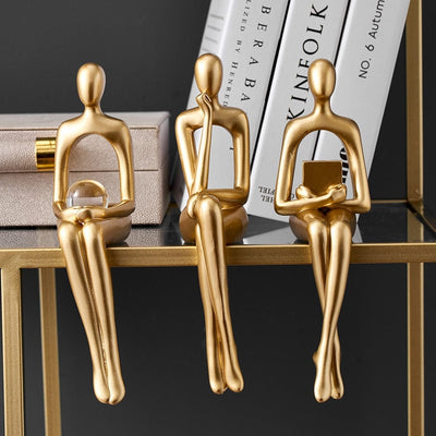 GoldenMuse - Minimalistisches goldenes Bücherregal Figur