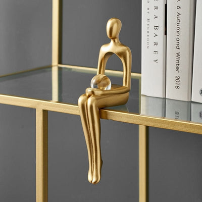 GoldenMuse - Minimalistisches goldenes Bücherregal Figur