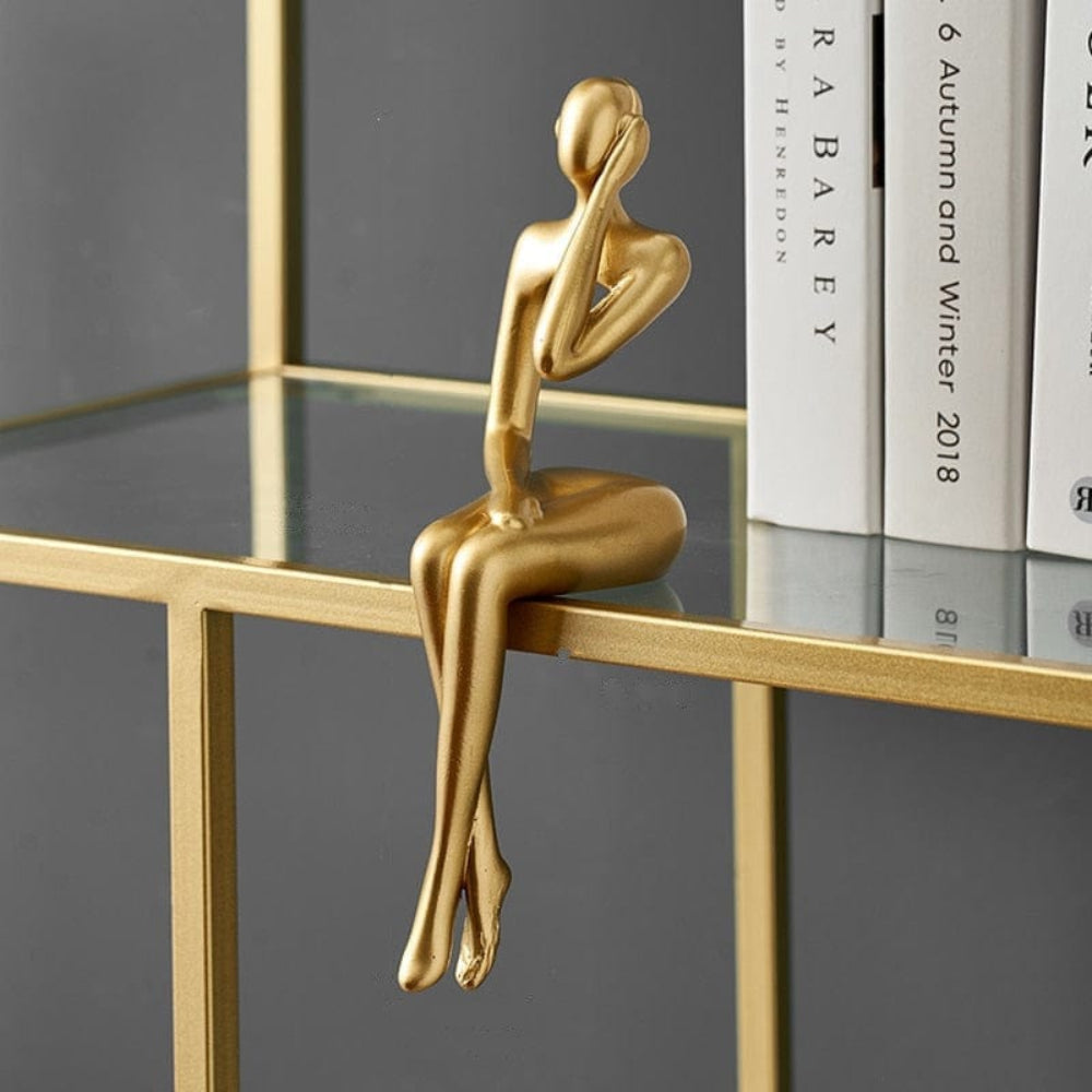 GoldenMuse - Minimalistisches goldenes Bücherregal Figur