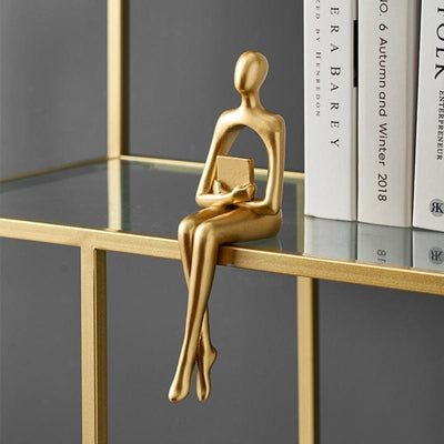 GoldenMuse - Minimalistisches goldenes Bücherregal Figur