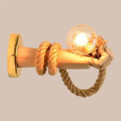 Graspel - Hand-Wandleuchte aus Holz mit Seil