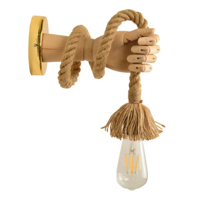 Graspel - Hand-Wandleuchte aus Holz mit Seil