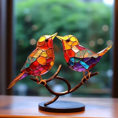 Handgefertigte Vogel-Skulptur - Elegantes Acryl-Kunstwerk