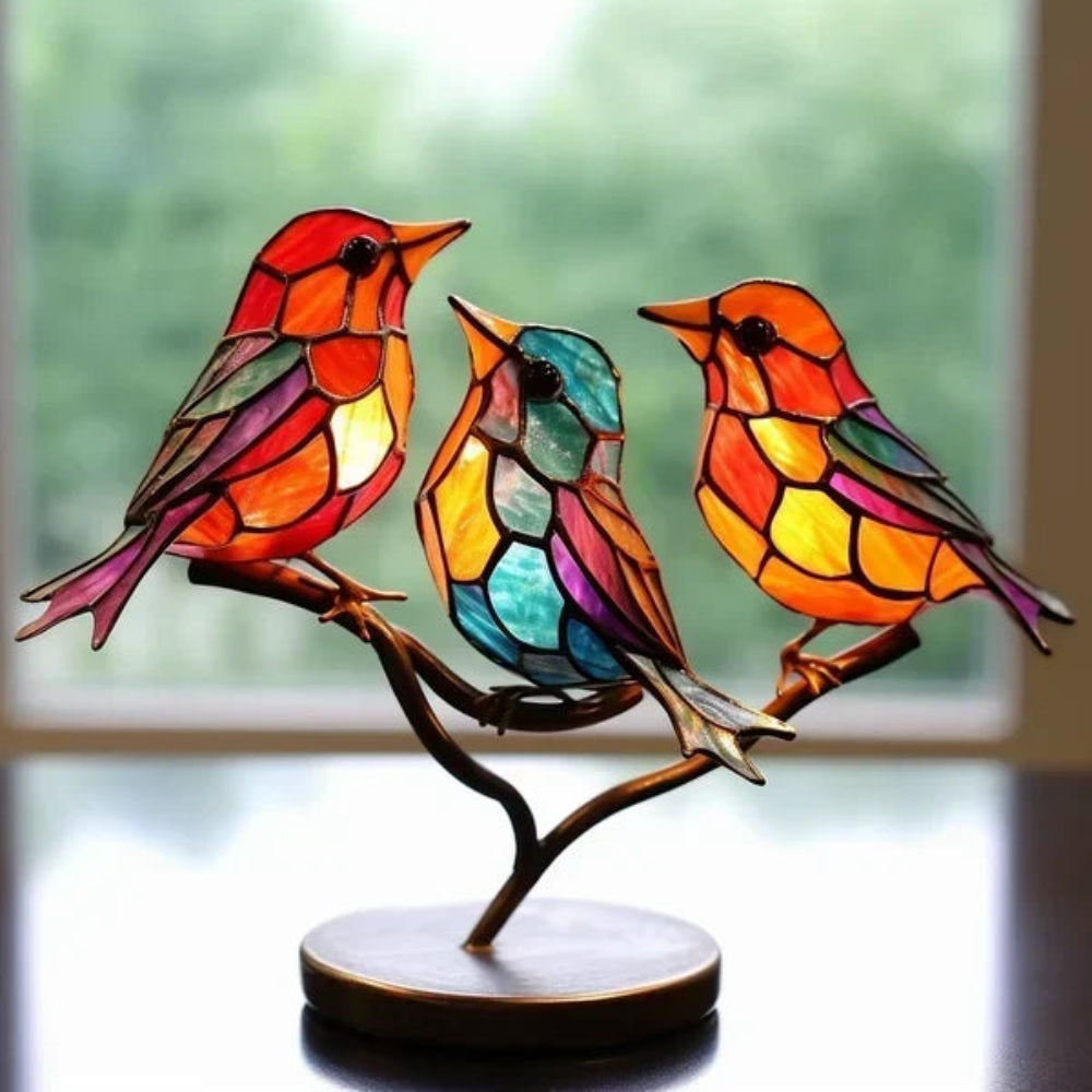 Handgefertigte Vogel-Skulptur - Elegantes Acryl-Kunstwerk