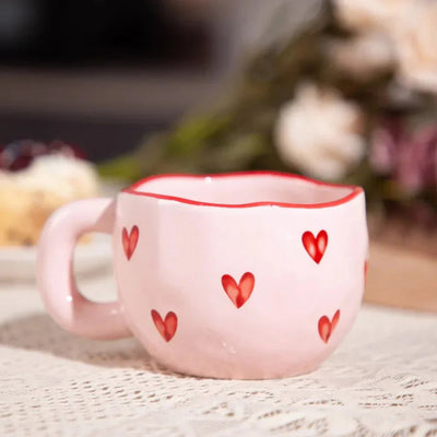 HeartSip - Rosa Keramikbecher mit romantischem Herzdesign