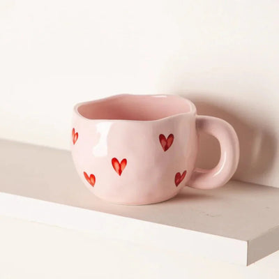 HeartSip - Rosa Keramikbecher mit romantischem Herzdesign