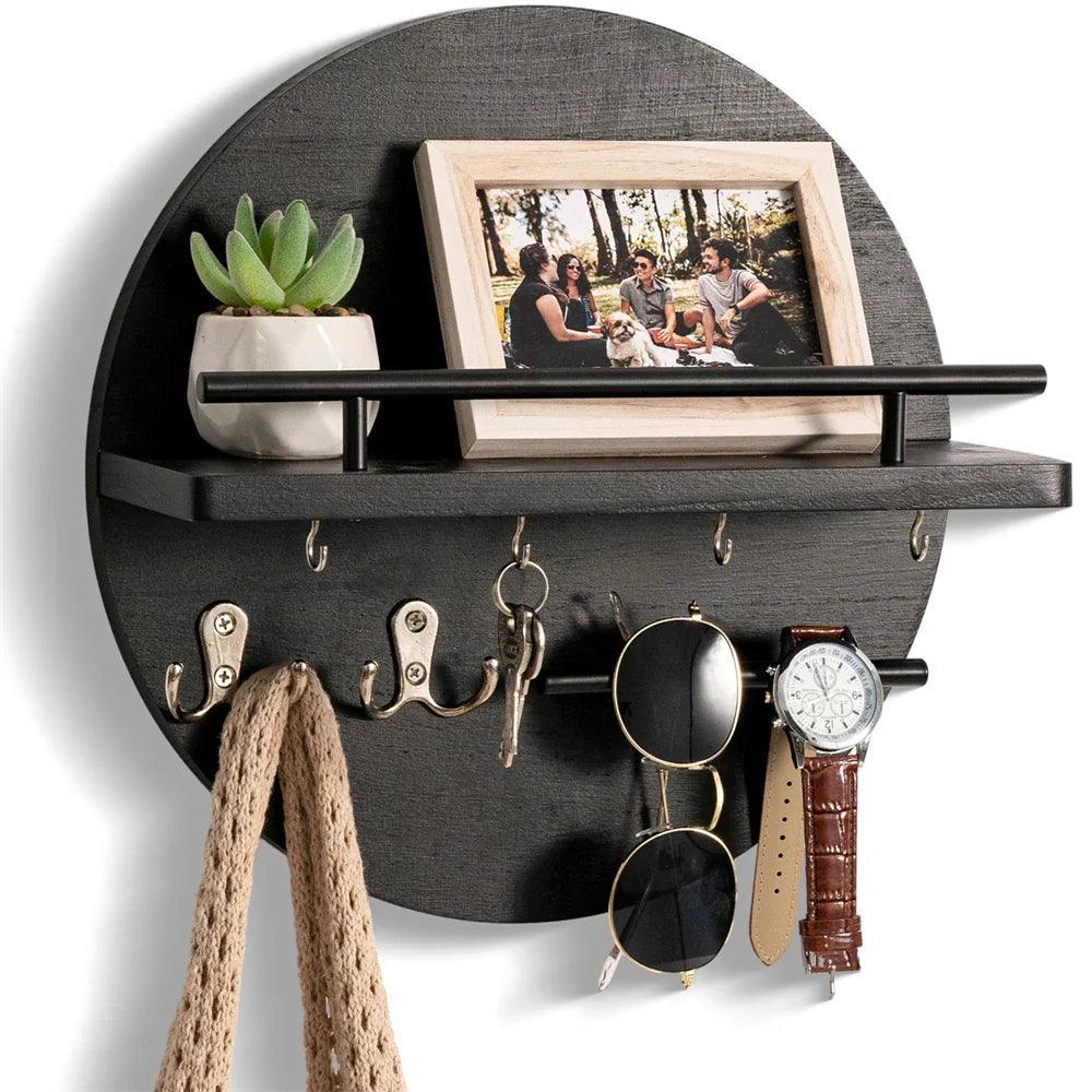 Holz-Schlüsselhalter-Regal - wandmontierter Organizer