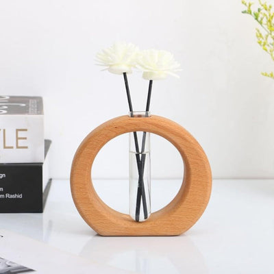 Hydroponische Vase aus Holz - Minimalistisches Pflanzendisplay aus Holz und Glas