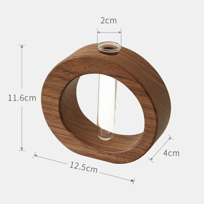 Hydroponische Vase aus Holz - Minimalistisches Pflanzendisplay aus Holz und Glas