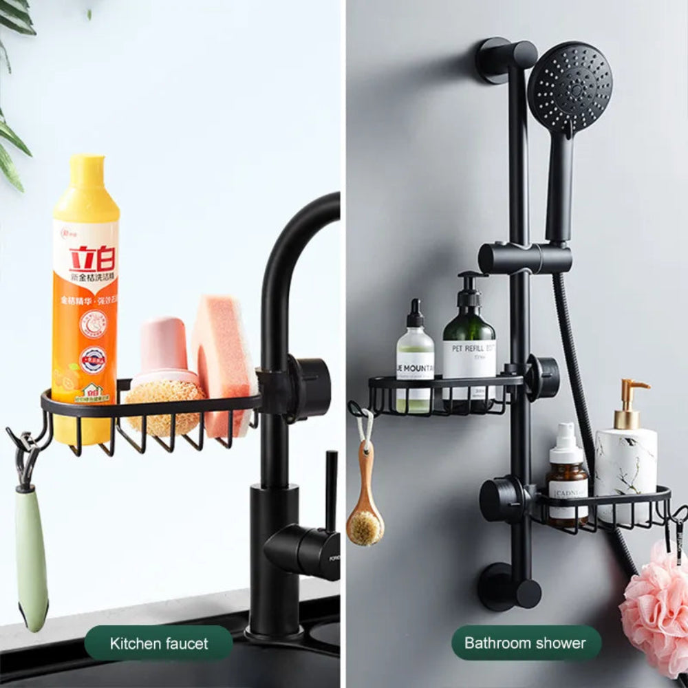 HydroTier - Verstellbares Aluminium-Duschregal & Waschbecken-Organisator