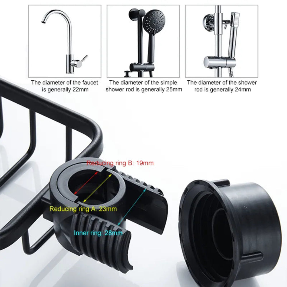 HydroTier - Verstellbares Aluminium-Duschregal & Waschbecken-Organisator
