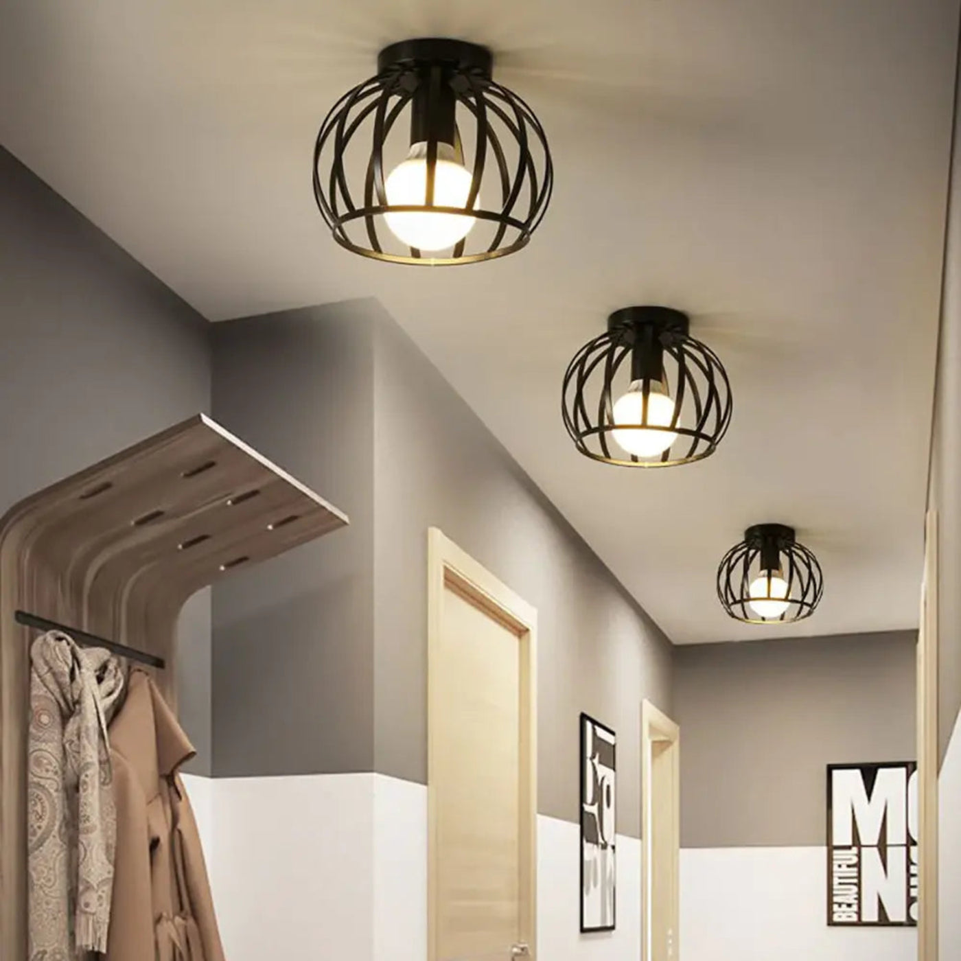 Luminara Industrie-Deckenleuchte - Schwarzes Vintage-Metall-Design