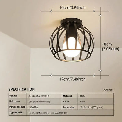 Luminara Industrie-Deckenleuchte - Schwarzes Vintage-Metall-Design
