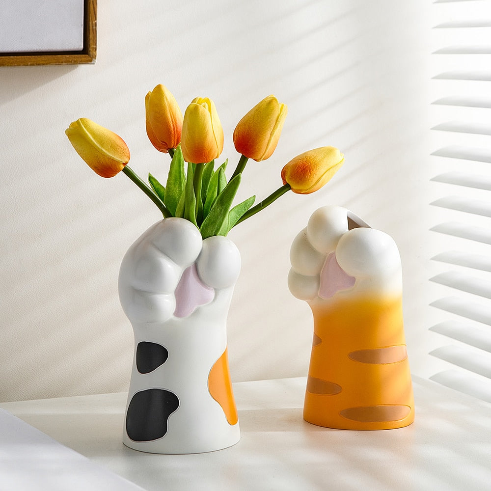 Katzenkrallen-Vase aus Kunstharz – Modernes künstlerisches Wohndekor