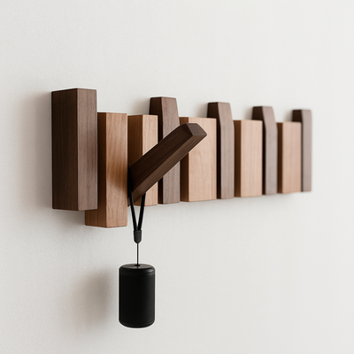 Klavier-inspirierter Garderobenständer aus Holz - Elegante Wandhaken