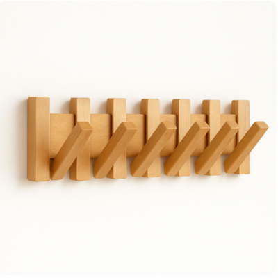Klavier-inspirierter Garderobenständer aus Holz - Elegante Wandhaken