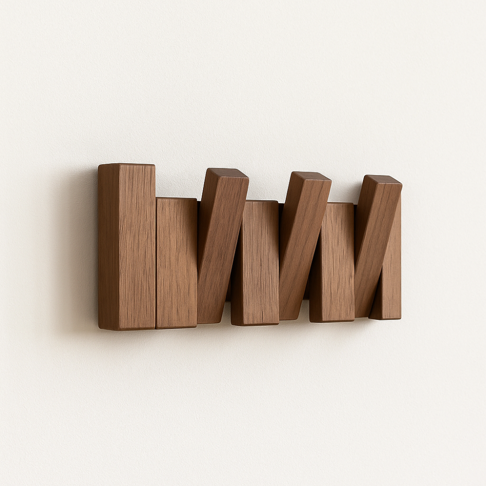 Klavier-inspirierter Garderobenständer aus Holz - Elegante Wandhaken