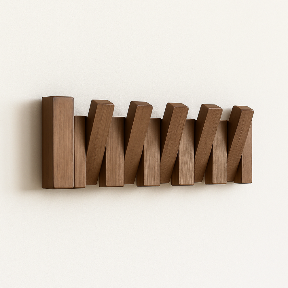 Klavier-inspirierter Garderobenständer aus Holz - Elegante Wandhaken