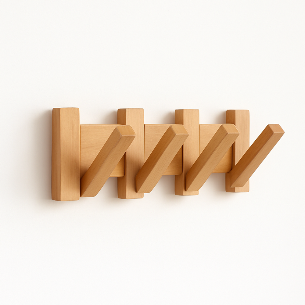 Klavier-inspirierter Garderobenständer aus Holz - Elegante Wandhaken