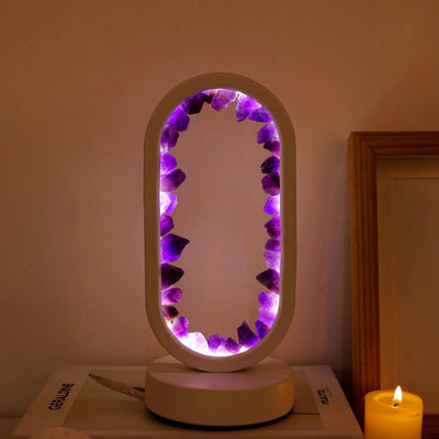 AuraStone - Kristallrahmen LED-Lampe mit natürlichen Edelsteinen