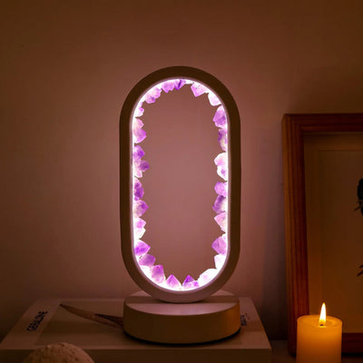 AuraStone - Kristallrahmen LED-Lampe mit natürlichen Edelsteinen