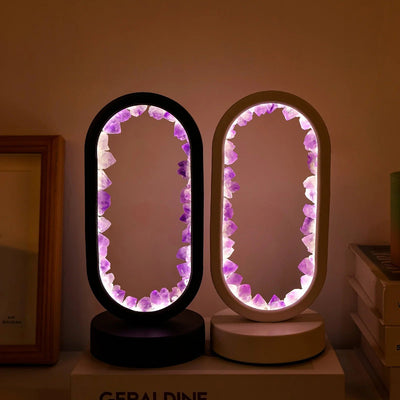 AuraStone - Kristallrahmen LED-Lampe mit natürlichen Edelsteinen