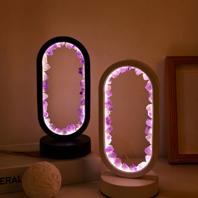 AuraStone - Kristallrahmen LED-Lampe mit natürlichen Edelsteinen