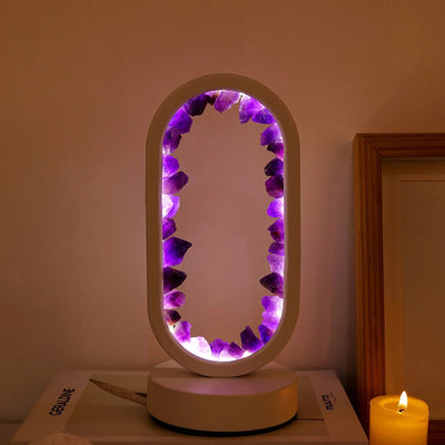 AuraStone - Kristallrahmen LED-Lampe mit natürlichen Edelsteinen