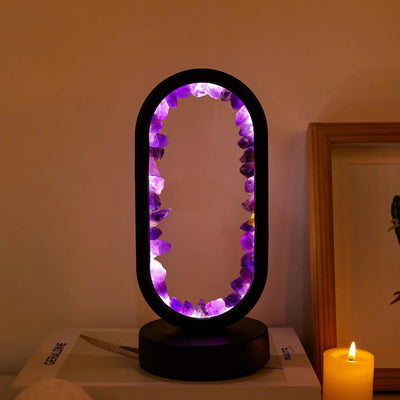 AuraStone - Kristallrahmen LED-Lampe mit natürlichen Edelsteinen