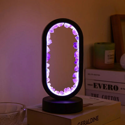 AuraStone - Kristallrahmen LED-Lampe mit natürlichen Edelsteinen