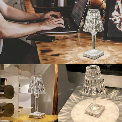 LED-Diamant-Kristall-Tischlampe - Elegantes, wiederaufladbares Licht mit Touch Control