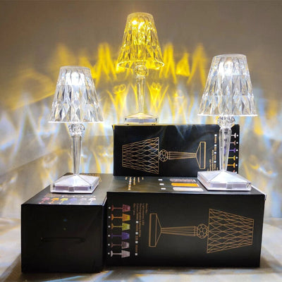 LED-Diamant-Kristall-Tischlampe - Elegantes, wiederaufladbares Licht mit Touch Control