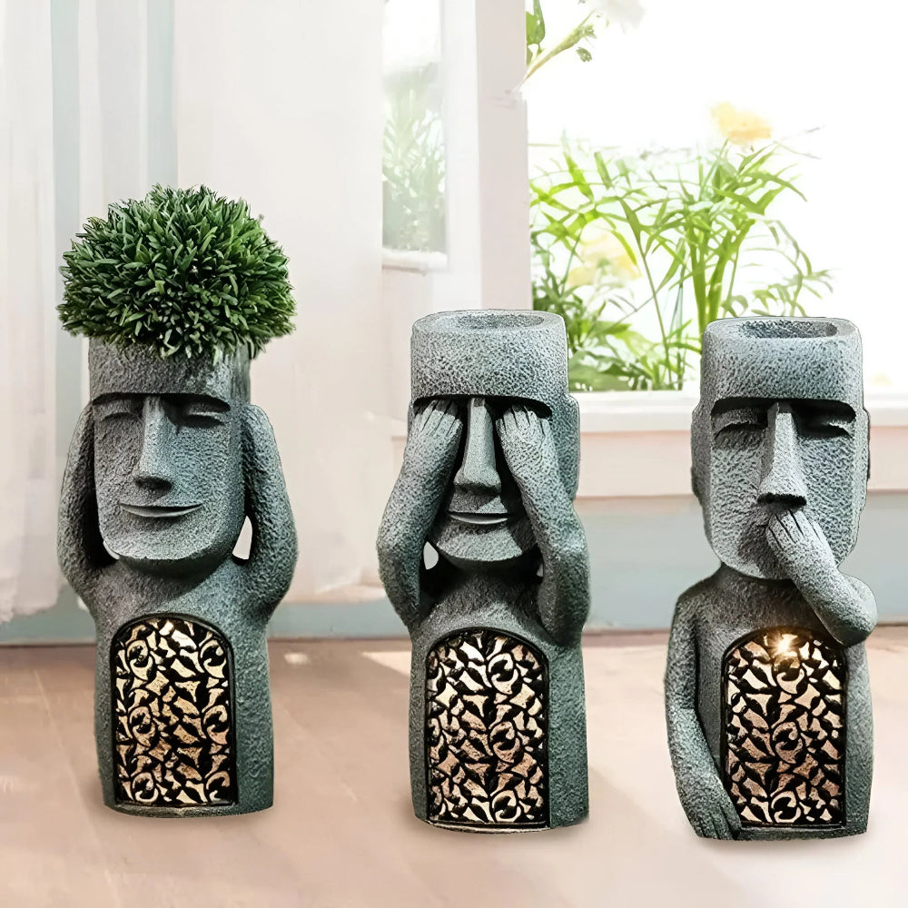 Light-Up - Solar LED Face Planter für Terrasse & Garten