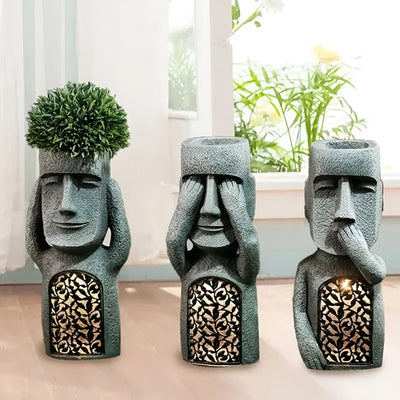 Light-Up - Solar LED Face Planter für Terrasse & Garten