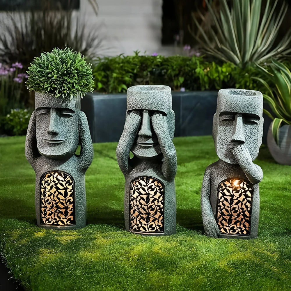 Light-Up - Solar LED Face Planter für Terrasse & Garten