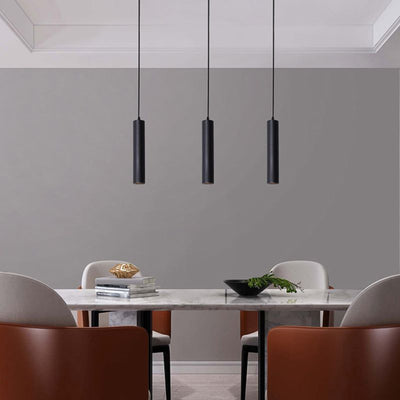 Linoir - Schlanke schwarze LED-Zylinder-Pendelleuchte