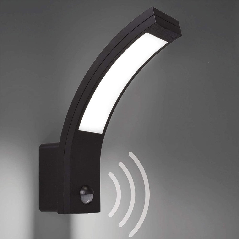 Lunox - Schwarze gebogene LED-Wandleuchte mit Sensor
